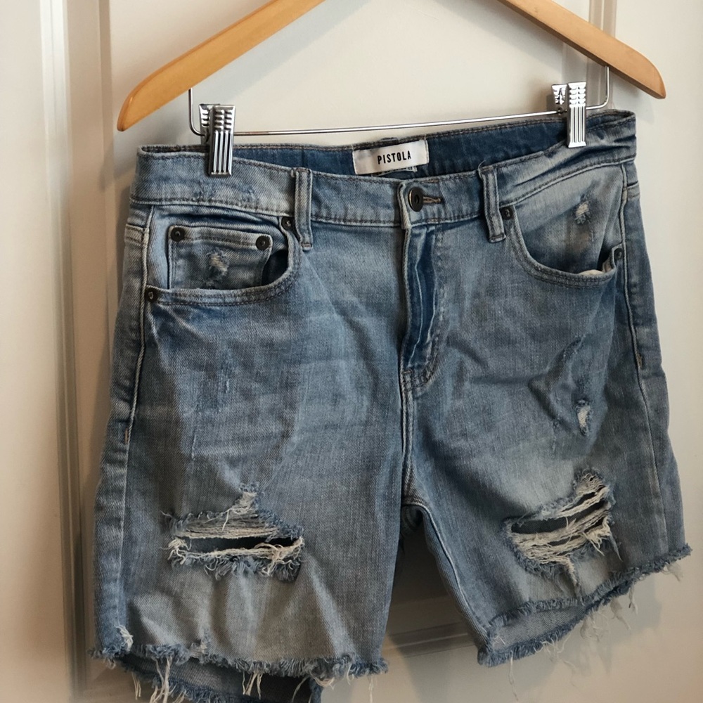 pistola Light Blue Distressed Denim Cutoff Shorts 29 Women’s
